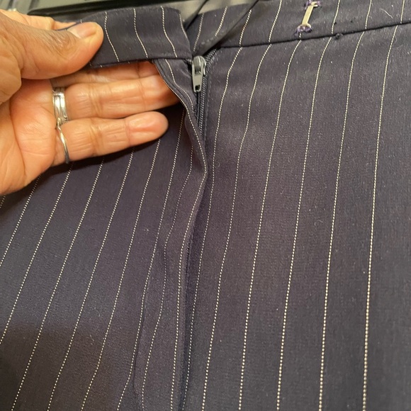 Stresa three piece ladies pants suit dark blue & white pin strip size 10 - Picture 13 of 14